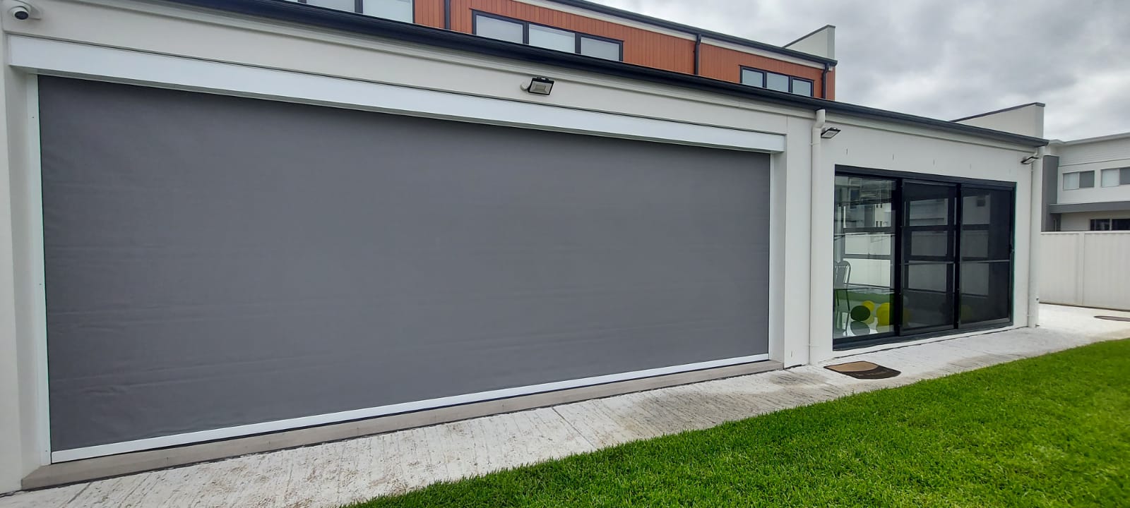 Closed Outdoor Blinds in Grey colour